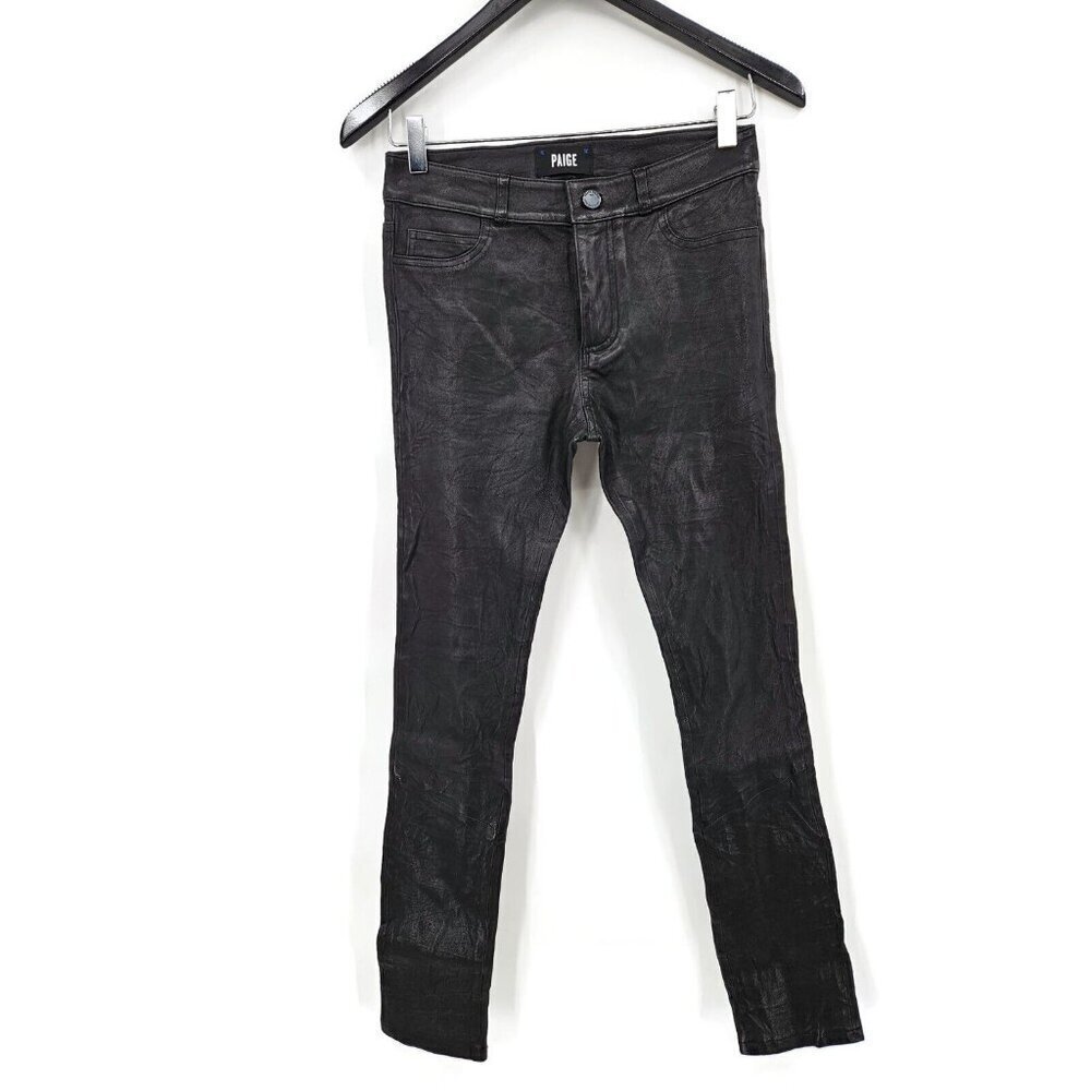 NWOT Paige Verdugo Black Leather Pants Womens 26 Ankle Skinny - Picture 4 of 7